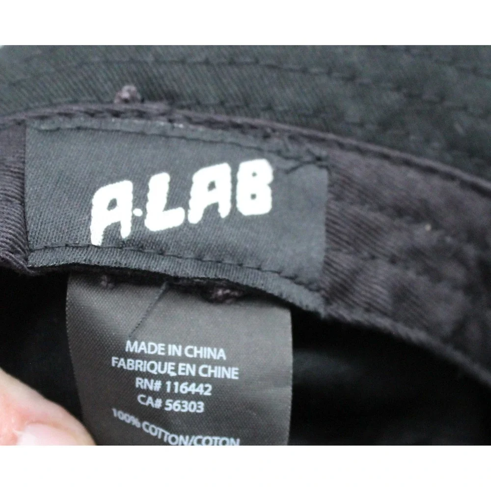 A-Lab Black Mushroom Embroidered Bucket Hat Cotton Streetwear Festival Cap